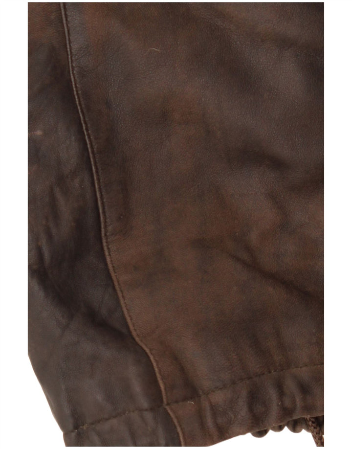 ВИНТАЖНОЕ женское кожаное пальто с капюшоном EU 38, кожа среднего коричневого цвета