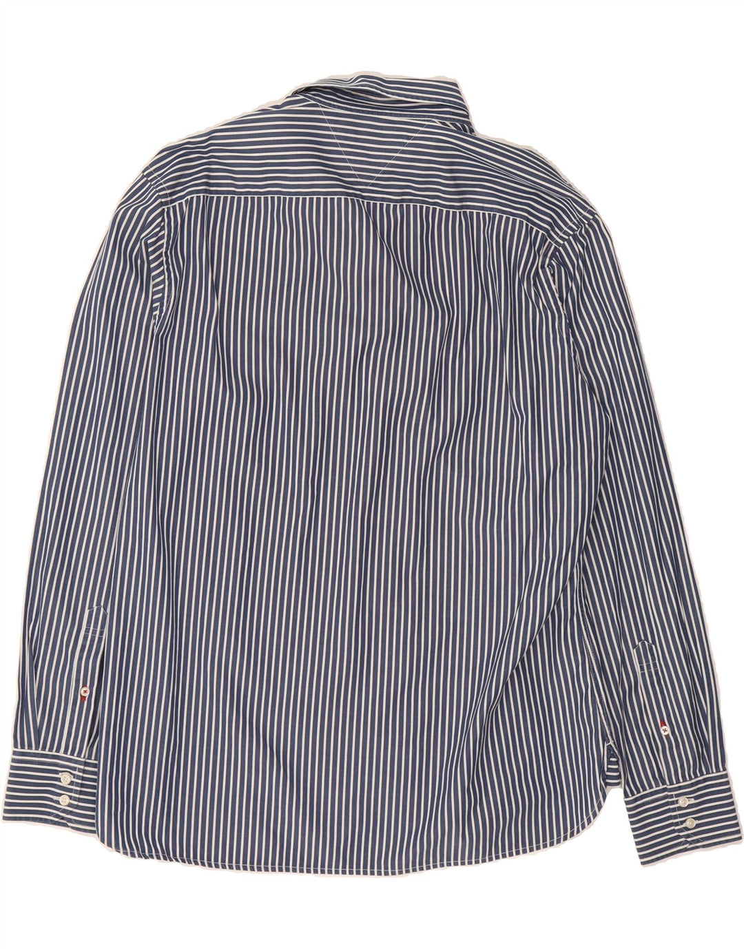 TOMMY HILFIGER Mens Shirt Large Navy Blue Striped Cotton Vintage Tommy Hilfiger and Second-Hand Tommy Hilfiger from Messina Hembry 