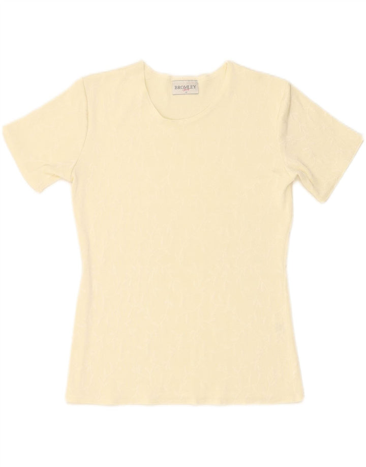 BROMLEY  Womens Abstract Pattern T-Shirt Top UK 12 Medium Off White Vintage Bromley and Second-Hand Bromley from Messina Hembry 