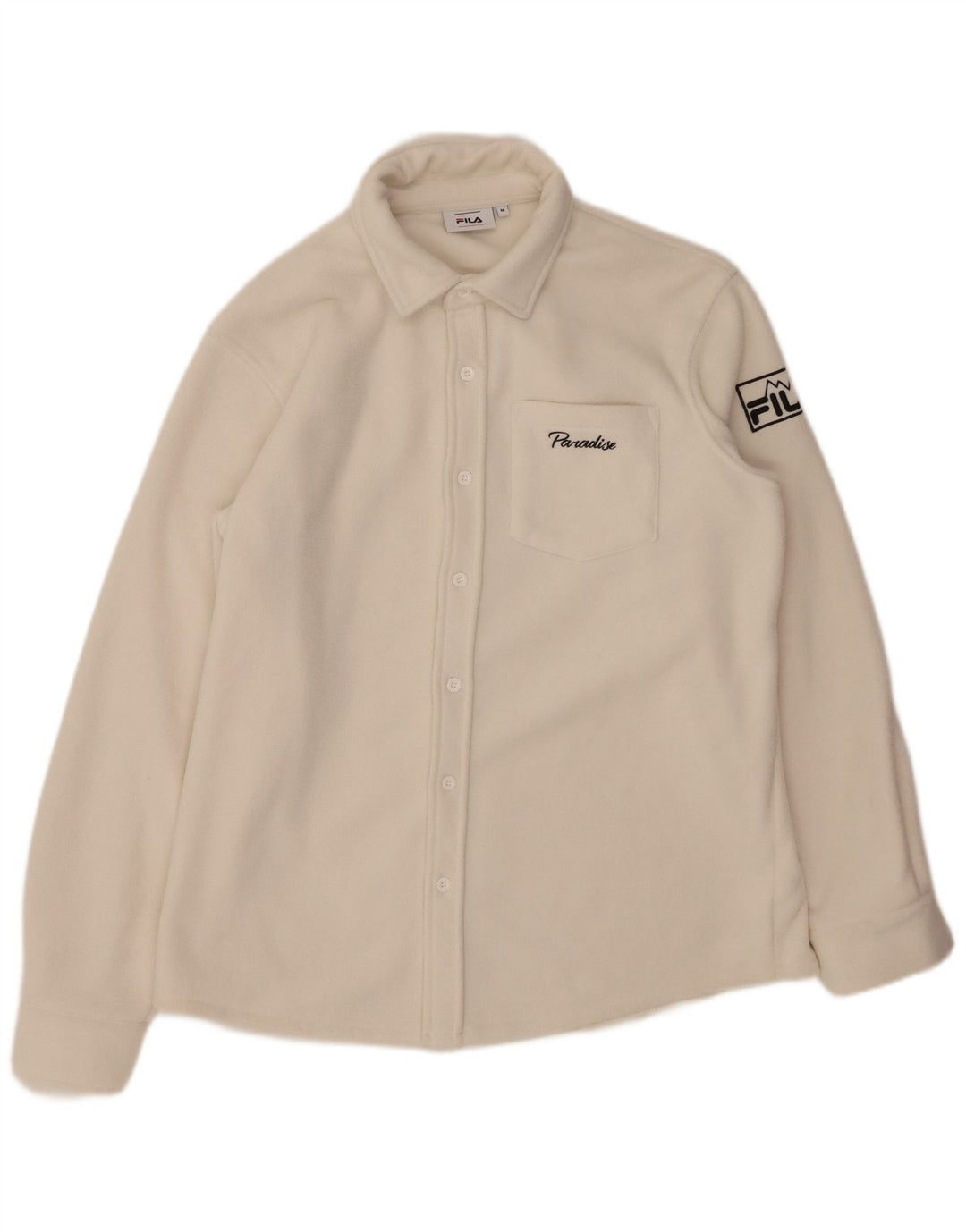 Мужская флисовая рубашка FILA с графическим рисунком, средний белый полиэстер