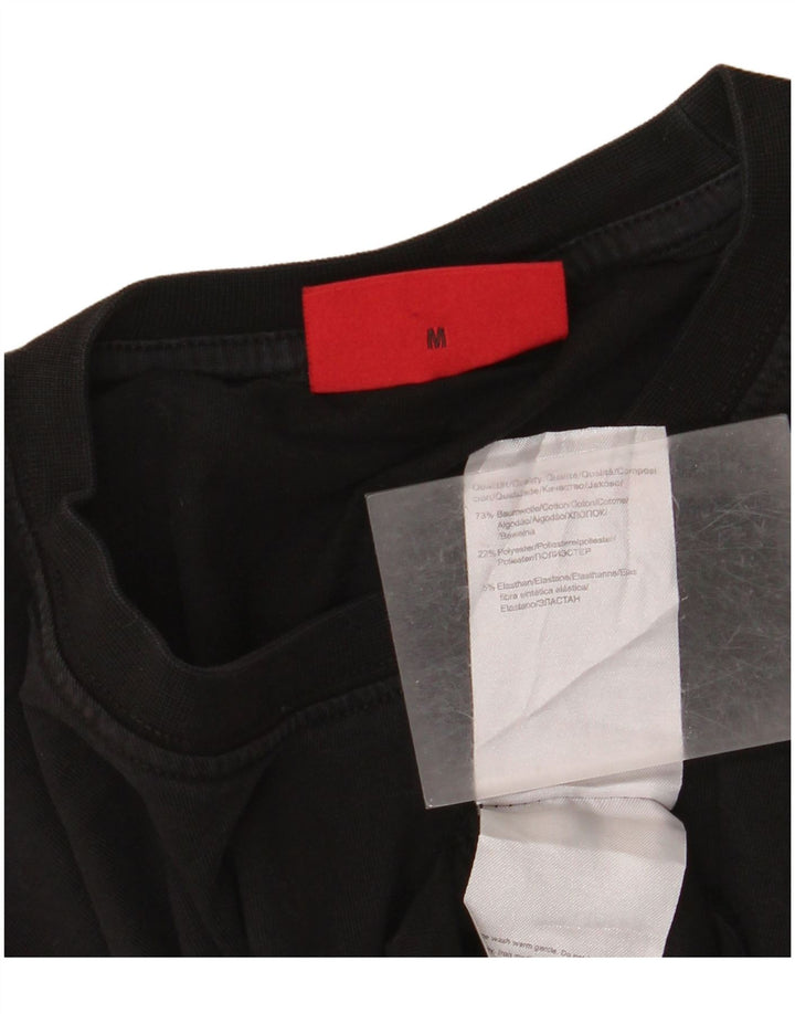 Мужская футболка с рисунком Hugo Boss, средний черный хлопок