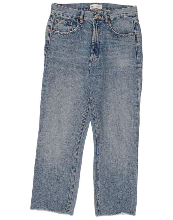 Женские укороченные прямые джинсы Zara EU 38, маленькие W28 L25, синие