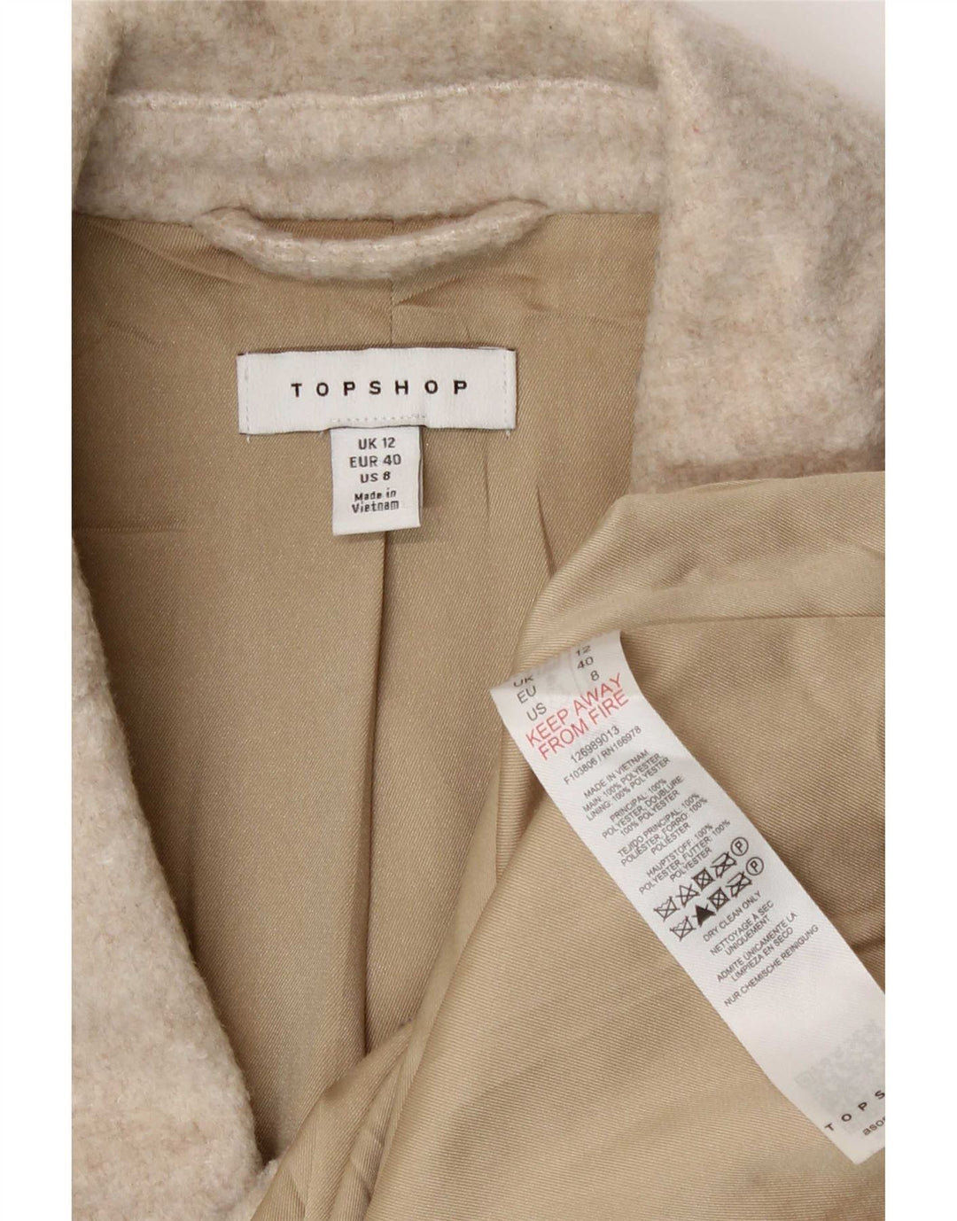 Женский пиджак Topshop на 3 пуговицах, Великобритания 12, средний бежевый полиэстер