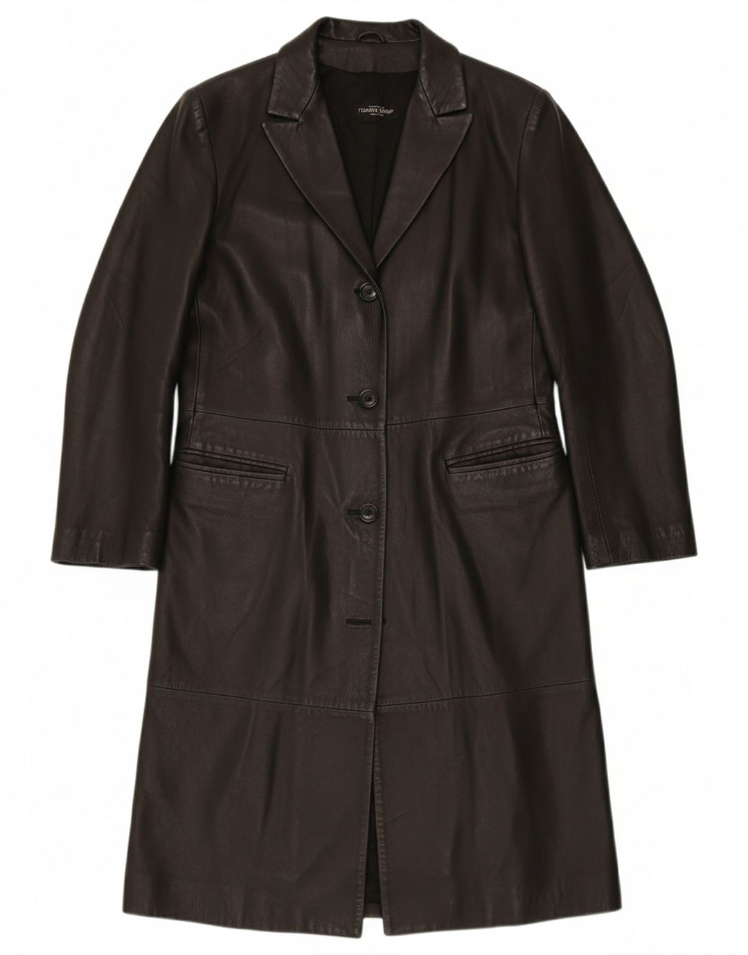 VINTAGE Womens Leather Coat IT 46 Large Black Leather