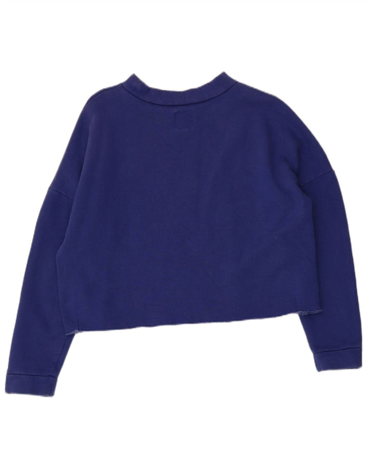 JACK WILLS Womens Oversized Crop Sweatshirt Jumper UK 10 Small Blue Cotton