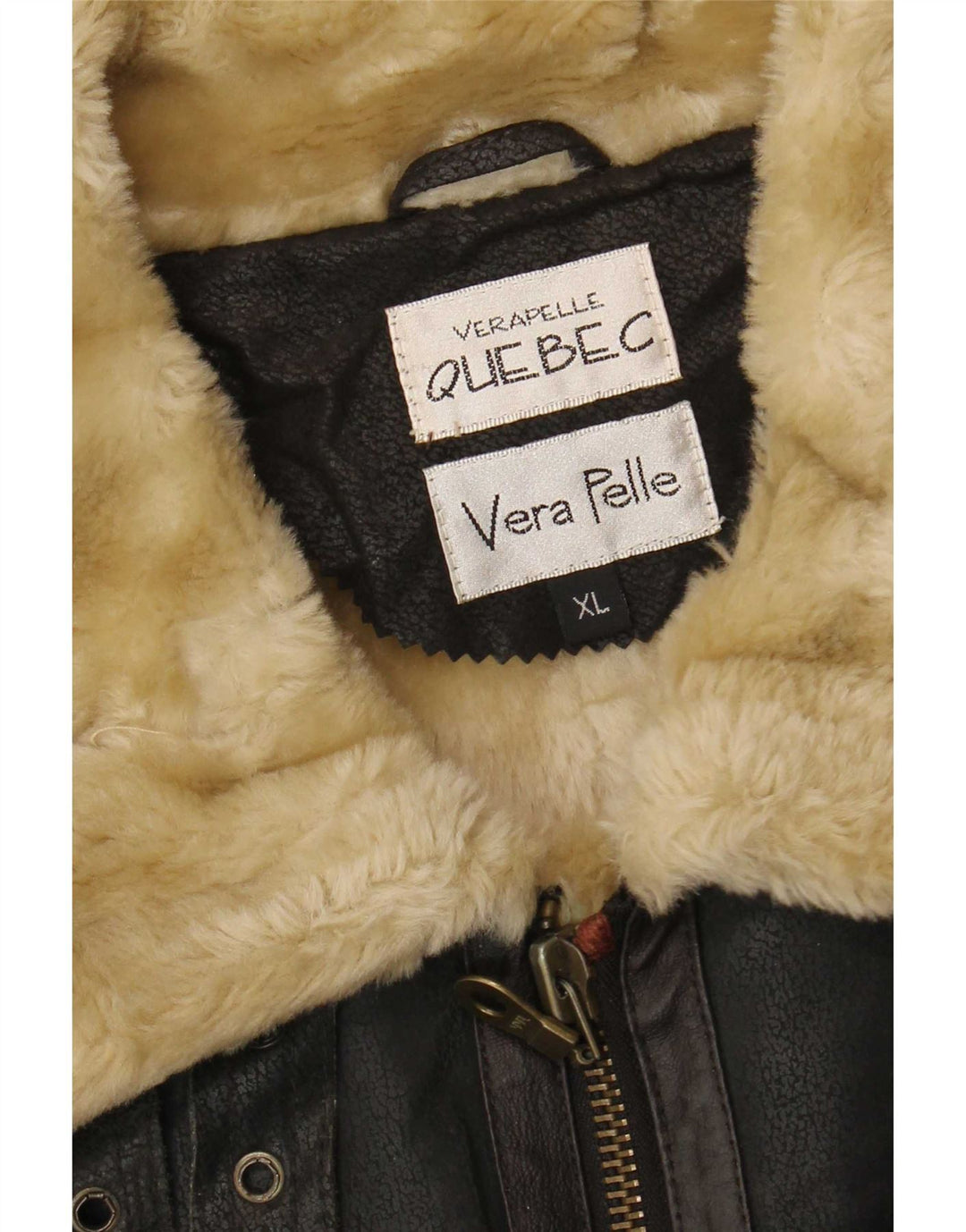Мужская короткая дубленка Quebec UK 42 XL черная кожаная