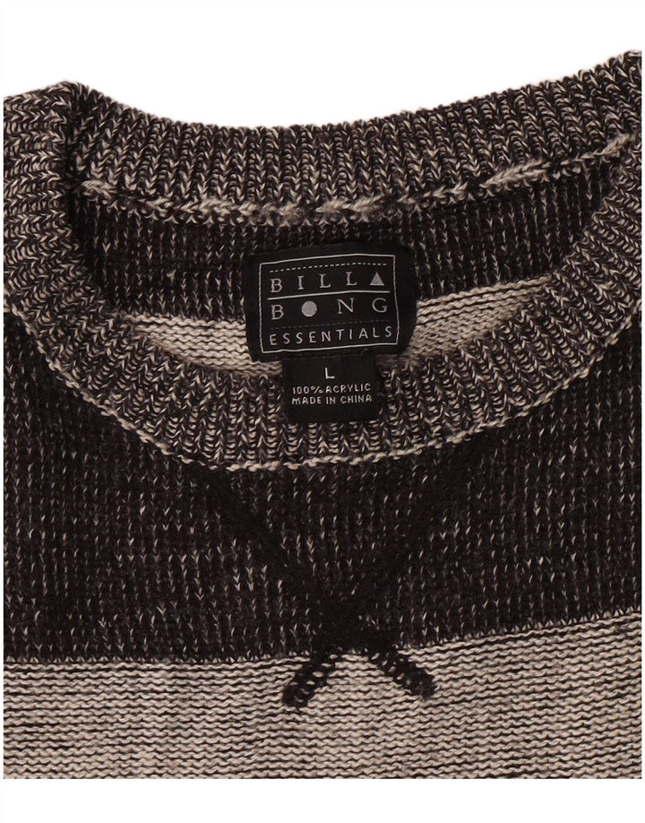 Мужской джемпер с круглым вырезом Billabong, большой серый акриловый полосатый свитер