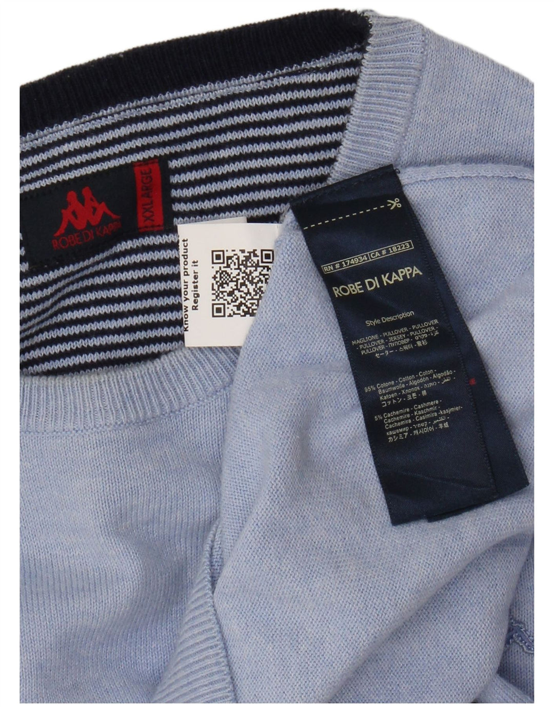 Мужской свитер Kappa с круглым вырезом 2XL, синий хлопок