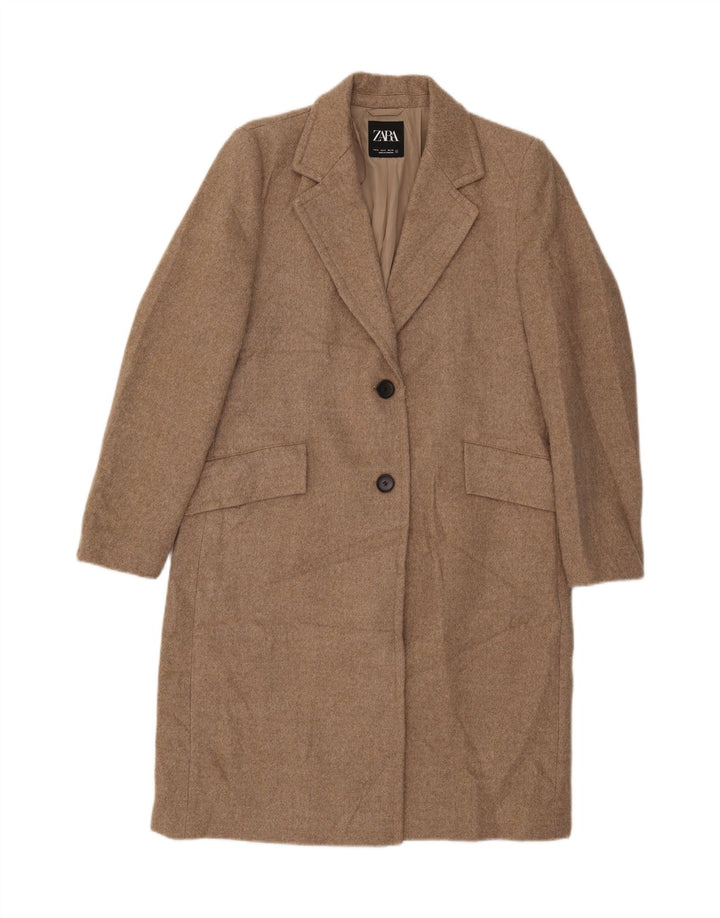 Женское пальто Zara UK 14, средний бежевый, полиэстер