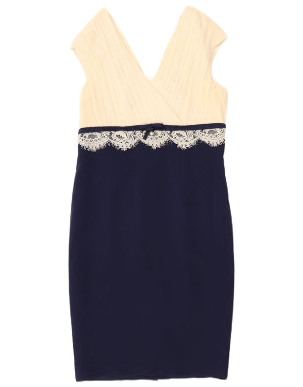 LUISA SPAGNOLI Womens Sheath Dress IT 44 Medium Navy Blue Colourblock