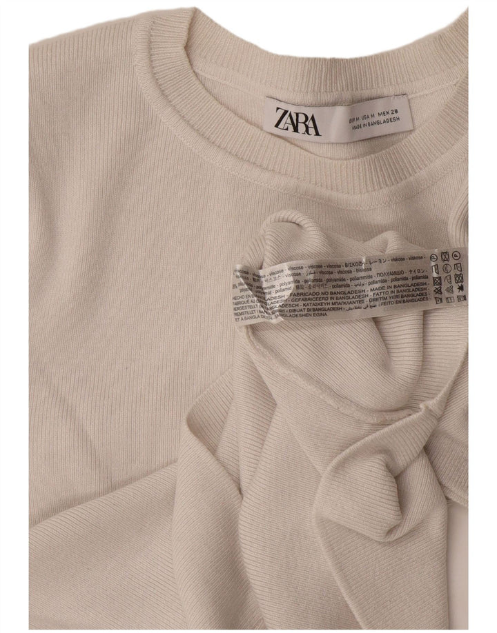 Женский укороченный топ Zara UK 12 Medium Off White из вискозы