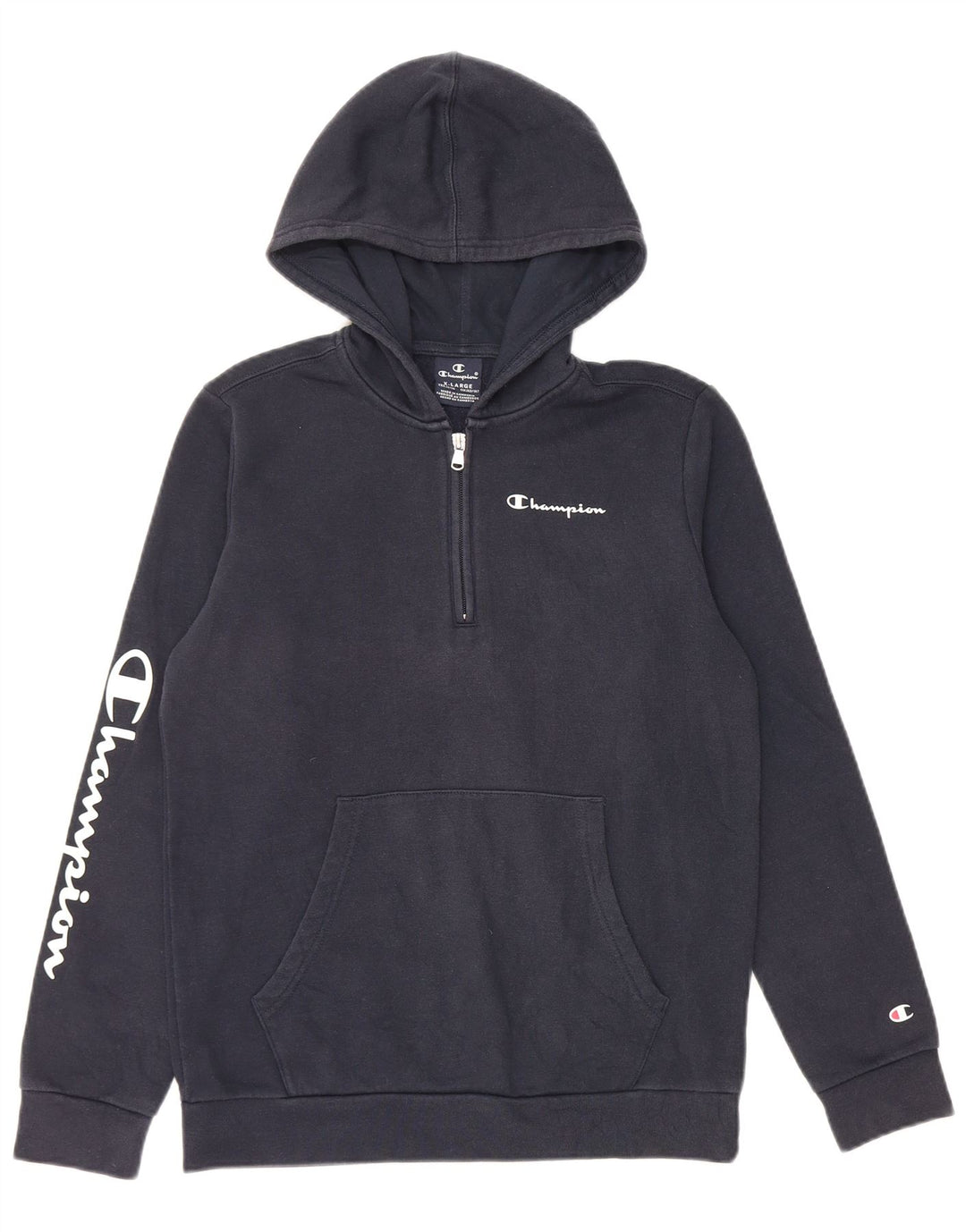 Джемпер с капюшоном и молнией на воротнике CHAMPION для мальчиков, 13–14 лет, темно-синий, размер XL