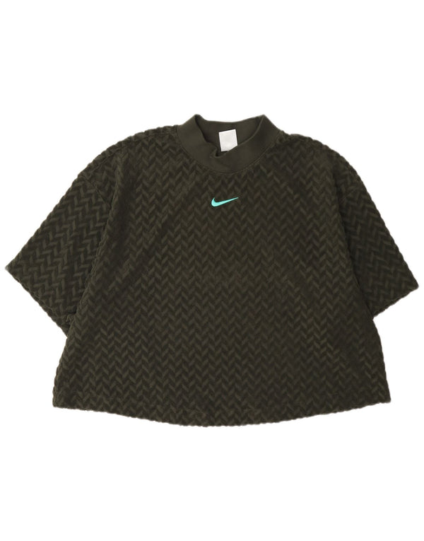 Nike Womens Graphic T-Shirt Top UK 18 XL Green Herringbone Cotton