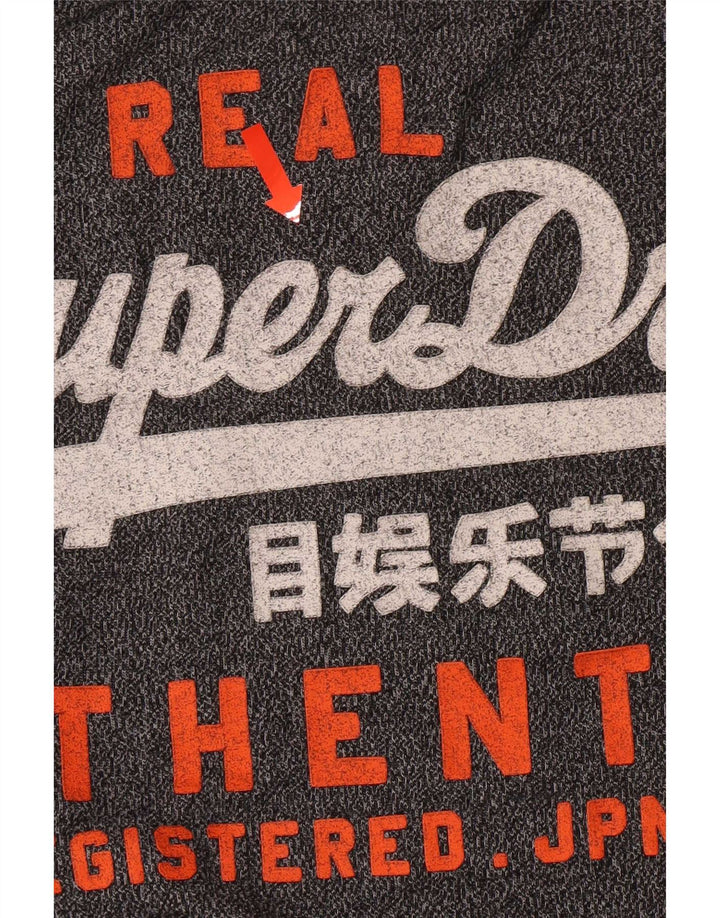 Мужская футболка с рисунком Superdry, топ из хлопка среднего серого цвета с крапинками
