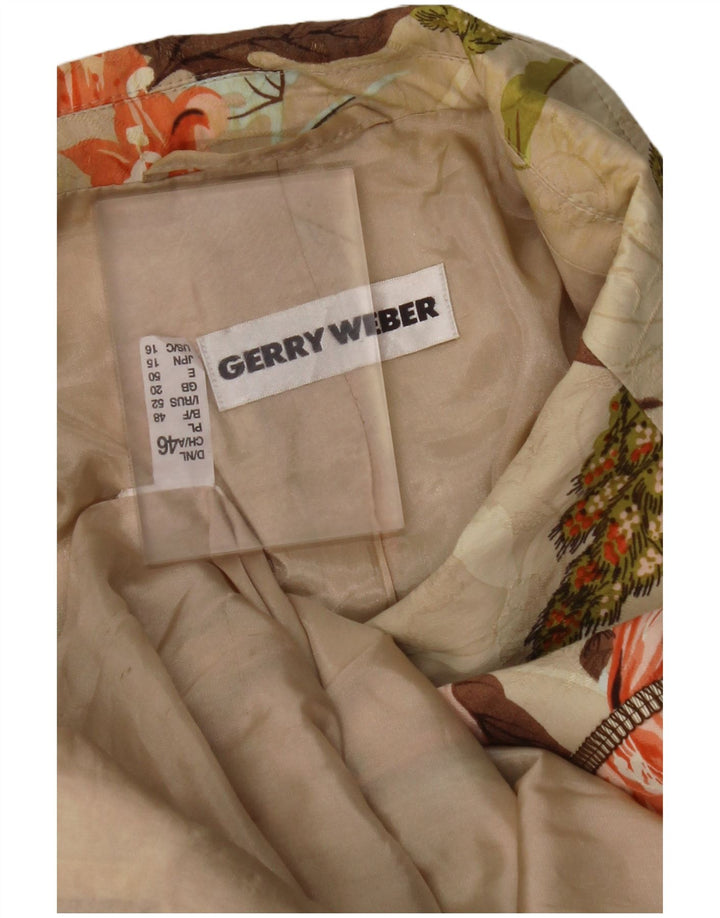 GERRY WEBER Женский пиджак с рукавом 3/4 UK 20 2XL Бежевый с цветочным принтом