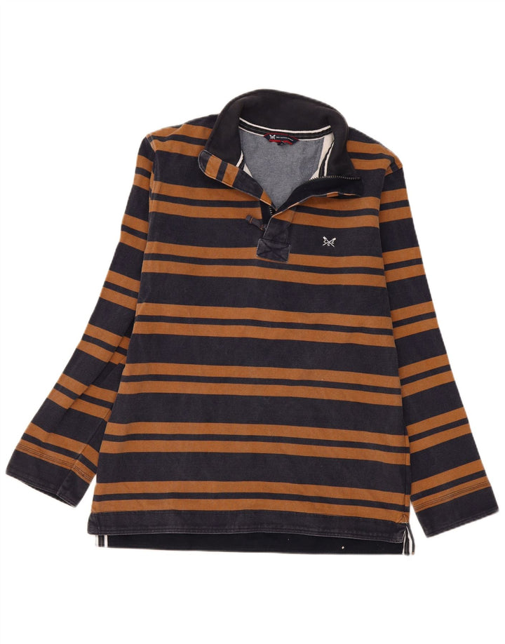 Crew Clothing Мужской свитшот с воротником на молнии, джемпер среднего размера, темно-синий в полоску