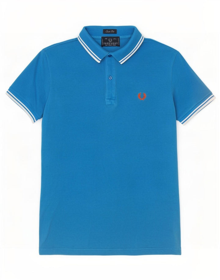 Мужская рубашка-поло приталенного кроя Fred Perry, маленький синий хлопок