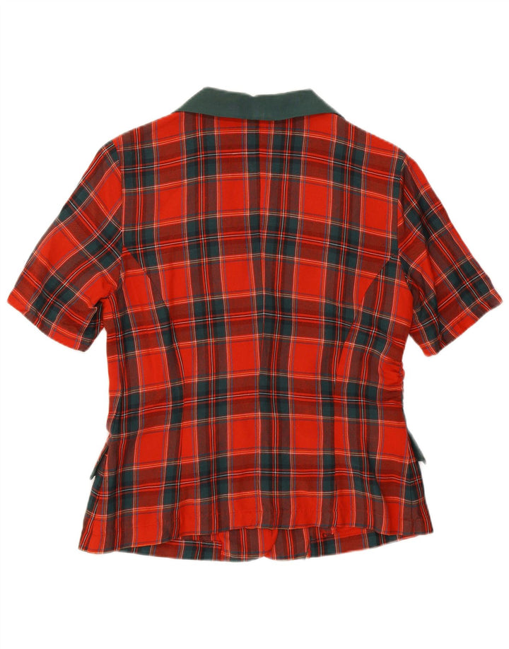 Винтажный женский пиджак с короткими рукавами и 2 пуговицами, Великобритания, 10, маленькая красная клетка