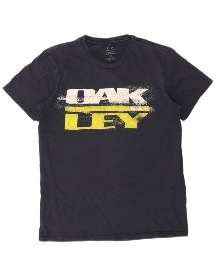 Мужская футболка с рисунком Oakley, маленькая, темно-синяя