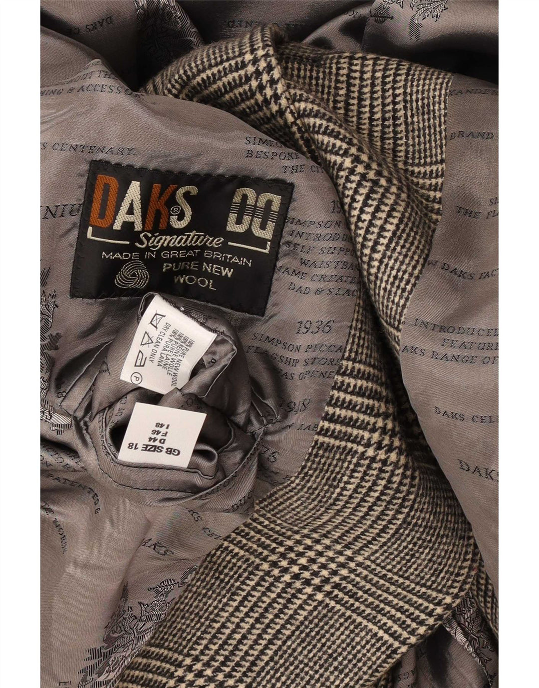 Женский пиджак DAKS на 4 пуговицах, Великобритания, 18 XL, серый в клетку, новая шерсть