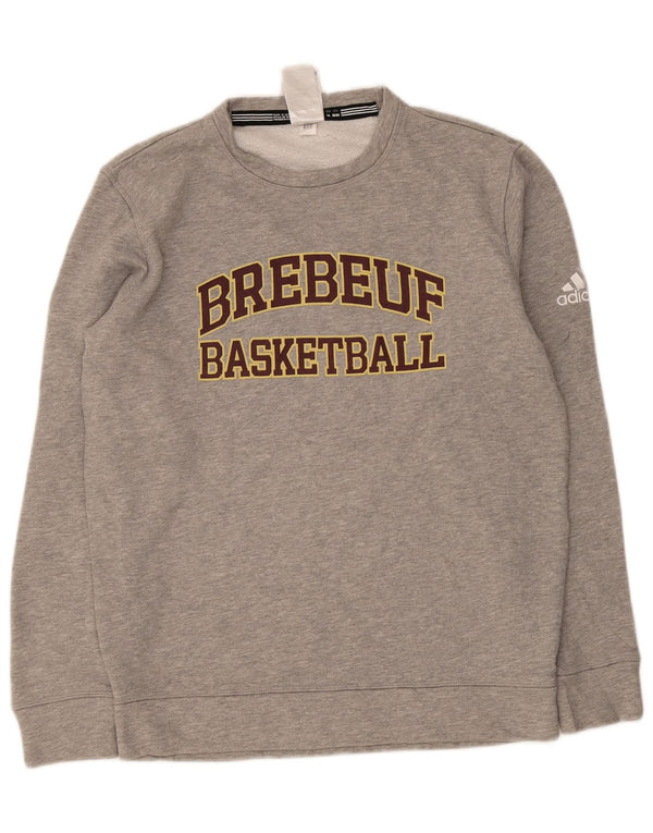 Adidas Mens Brebeuf Баскетбольный свитшот с графическим рисунком Джемпер среднего серого цвета из хлопка