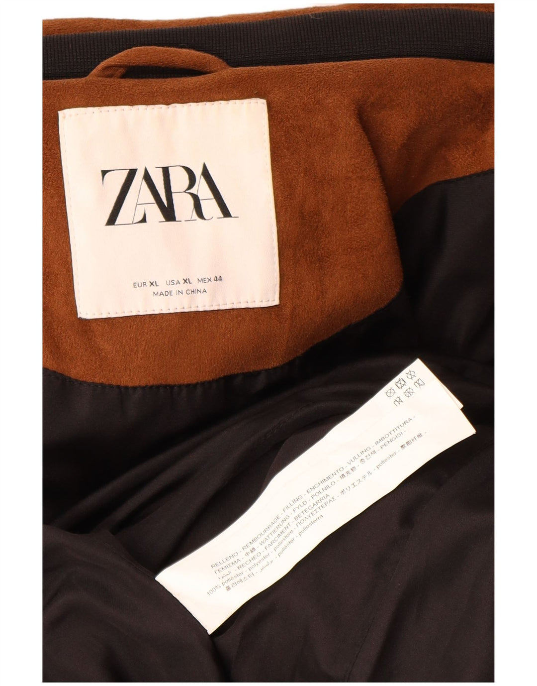 Мужская стеганая куртка Zara UK 42 XL коричневого цвета из полиэстера