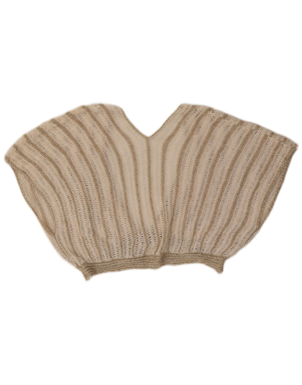 Винтажный женский комплект из 2 юбок UK 8 Small W26 Бежевый акрил в полоску