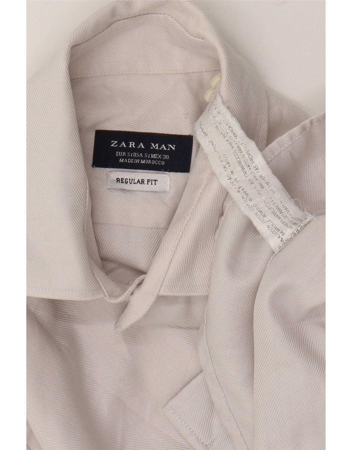 Мужская рубашка стандартного кроя Zara, маленький серый хлопок