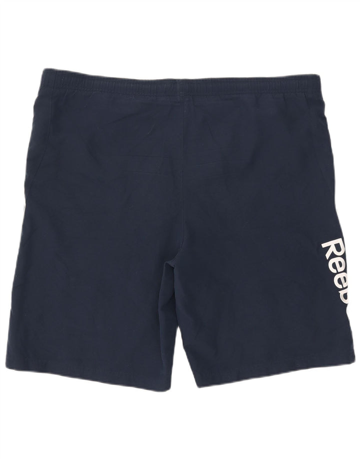 Reebok Мужские спортивные шорты с рисунком, большие темно-синие, полиэстер