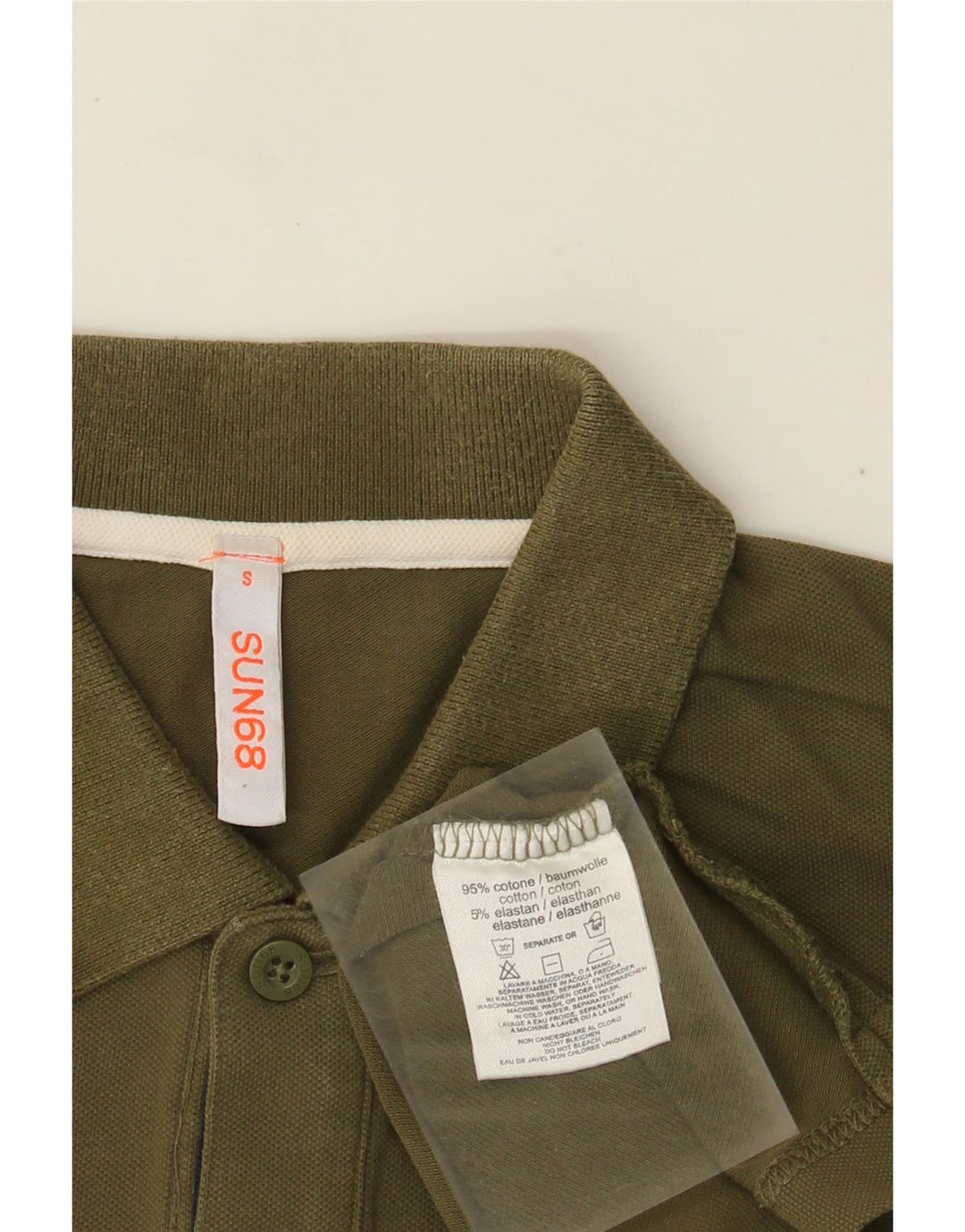 Мужская рубашка поло Sun68, маленький цвет хаки, хлопок