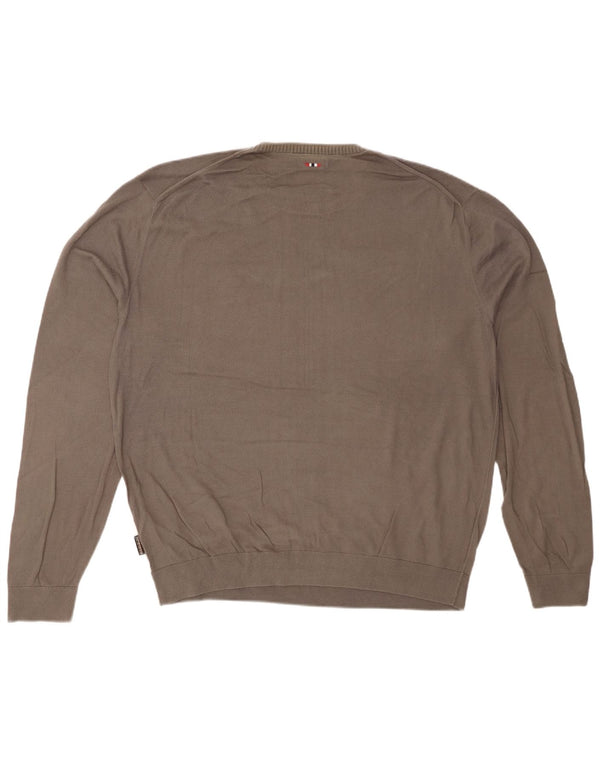 NAPAPIJRI Mens Crew Neck Jumper Sweater 2XL Grey Cotton