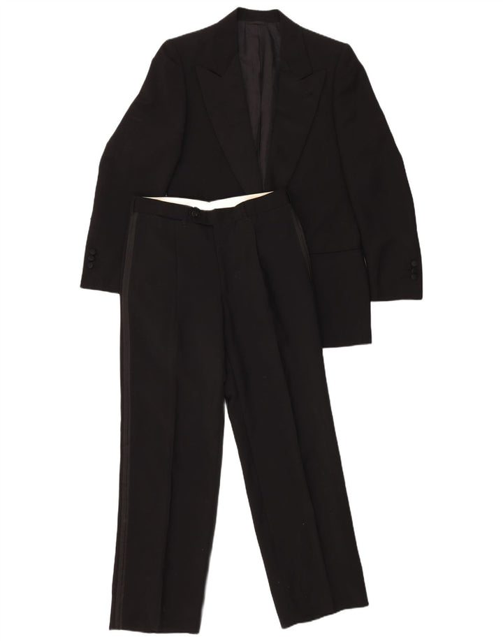 ВИНТАЖНЫЙ мужской комплект из 2 предметов с 1 пуговицей IT 46, маленький W29 L29, черная шерсть