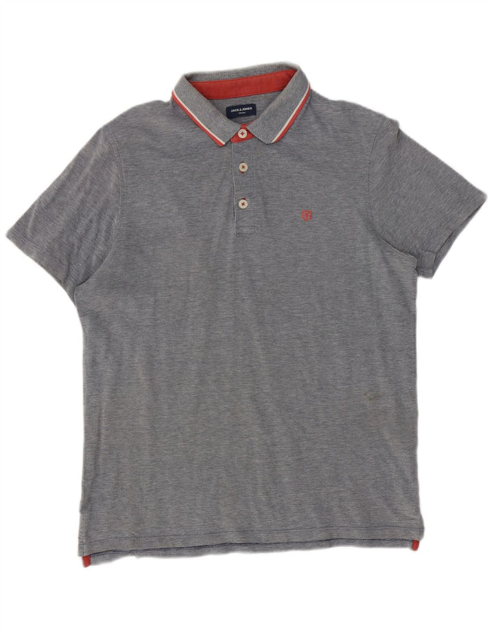 Мужская рубашка поло Jack & Jones, большая серая хлопковая крапинка