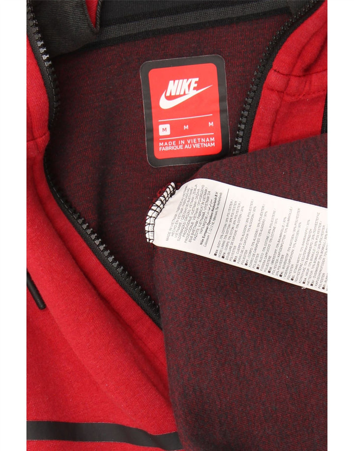 NIKE Womens Oversized Zip Hoodie Sweater UK 14 Medium Red Cotton