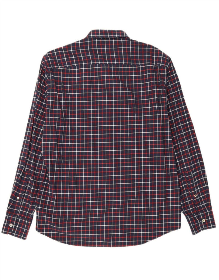 BENETTON Mens Regular Fit Shirt XL Navy Blue Check Cotton