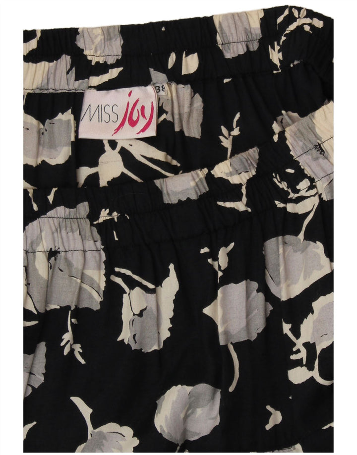 MISS JOY Женская юбка-трапеция с завышенной талией IT 38 XS W26 Черная вискоза с цветочным принтом