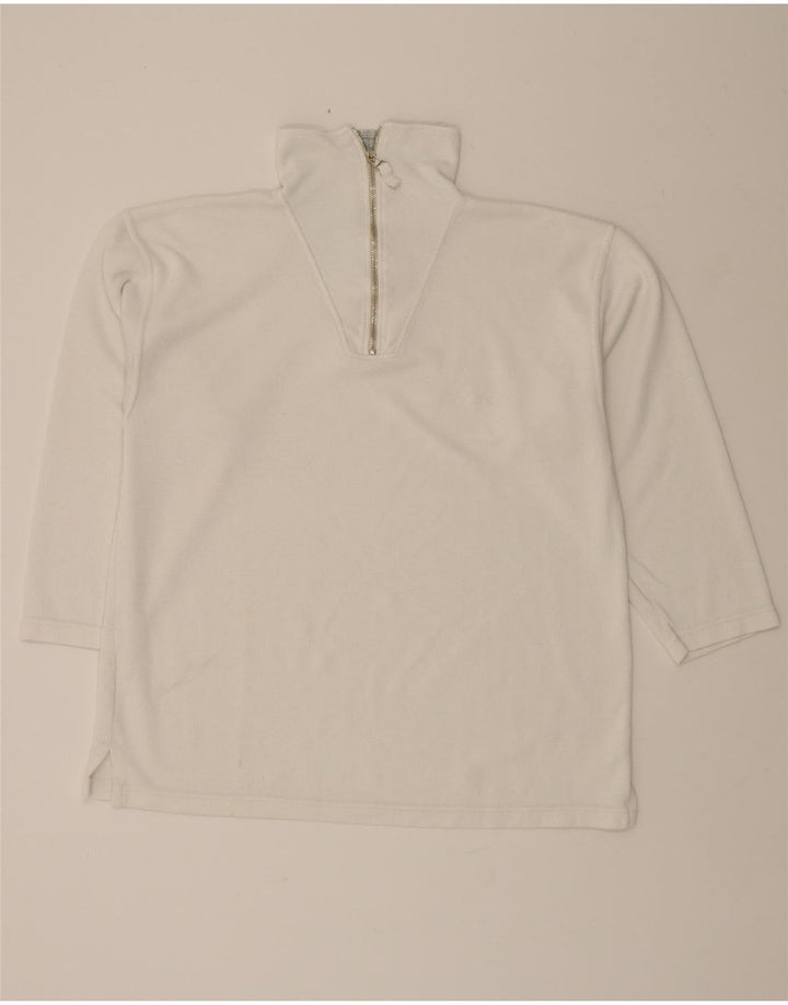 MICHELE BOYARD Mens Zip Neck Jumper Sweater Large White Vintage Michele Boyard and Second-Hand Michele Boyard from Messina Hembry 