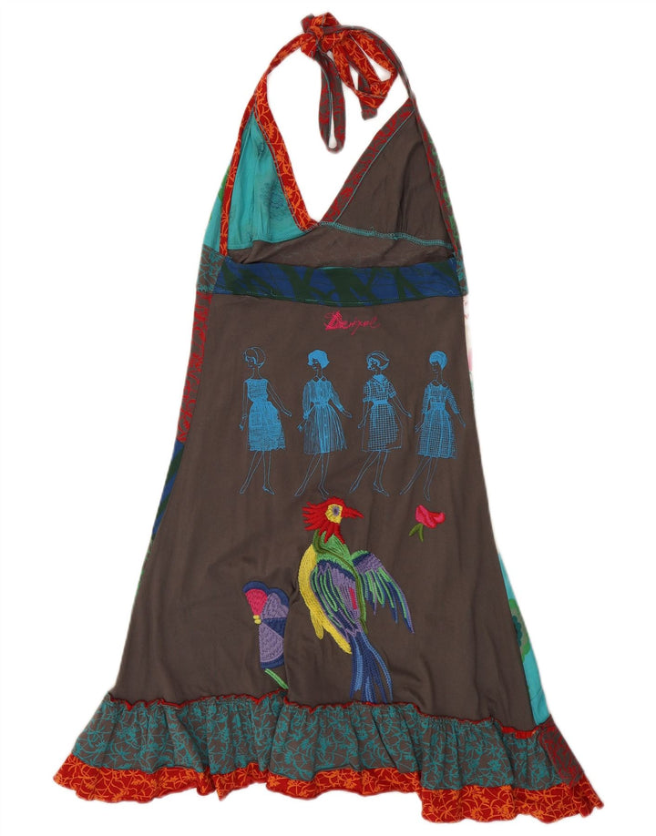 Женское платье с лямкой на бретельках Desigual, Великобритания, 8, маленькое, разноцветное, с цветочным принтом