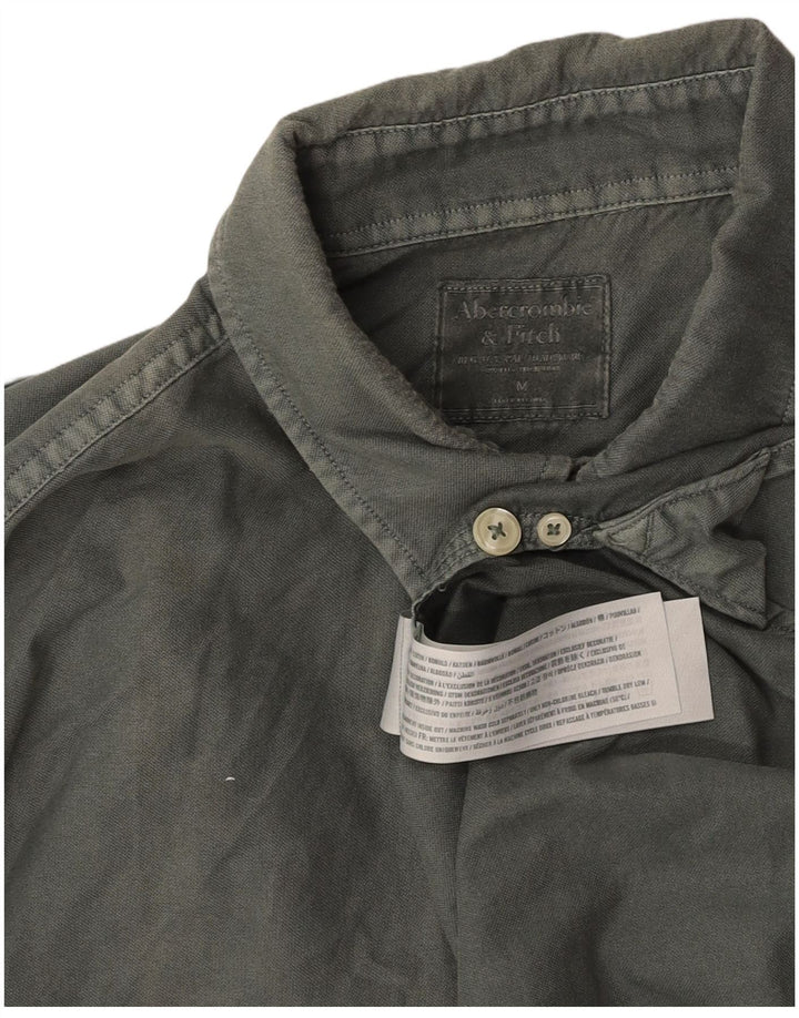 ABERCROMBIE & FITCH Мужская рубашка из хлопка среднего серого цвета
