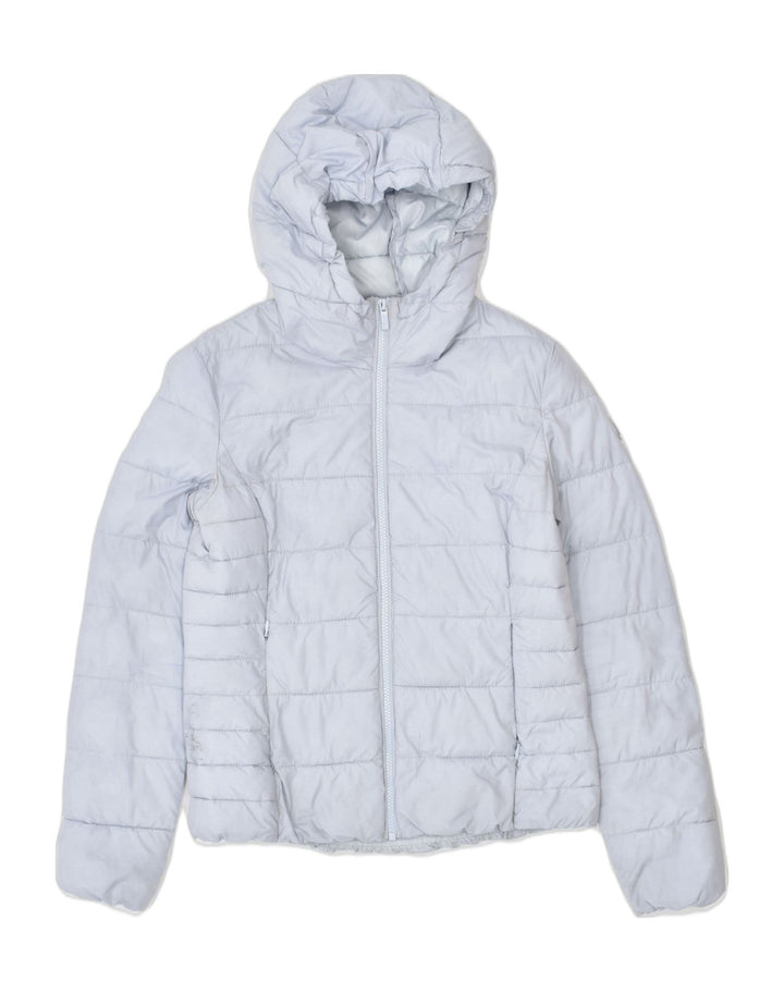 DACK'S Womens Hooded Padded Jacket UK 8 Small Grey Polyester | Vintage | Thrift | Second-Hand | Used Clothing | Messina Hembry 
