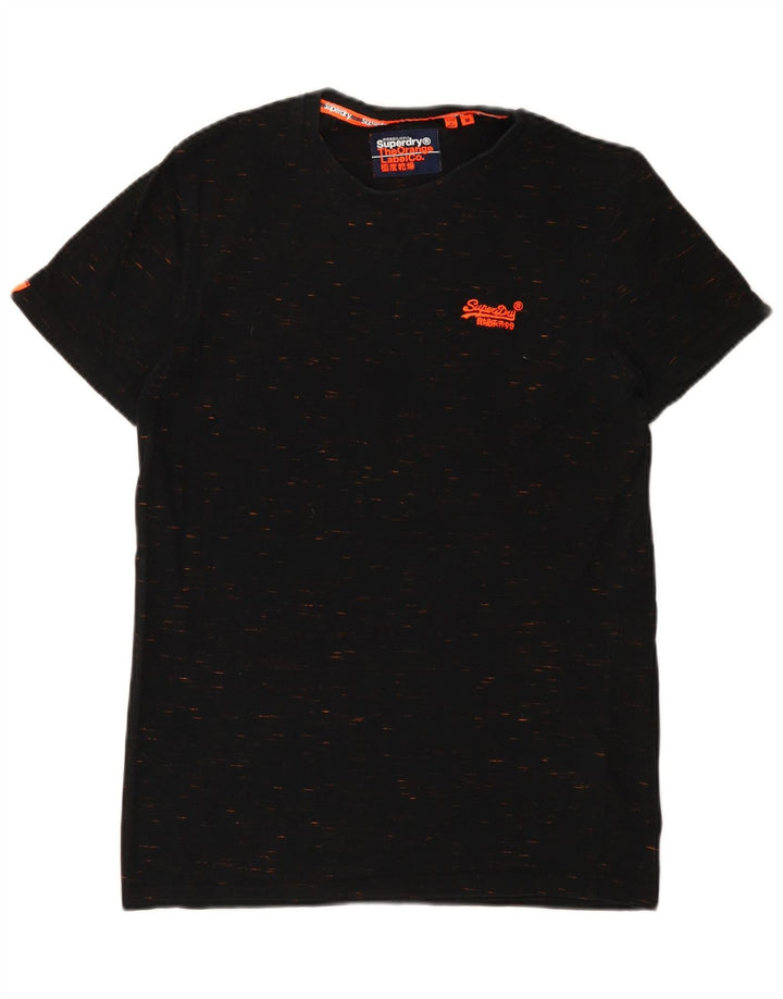 Мужская футболка Superdry Top из хлопка среднего размера, черная в крапинку