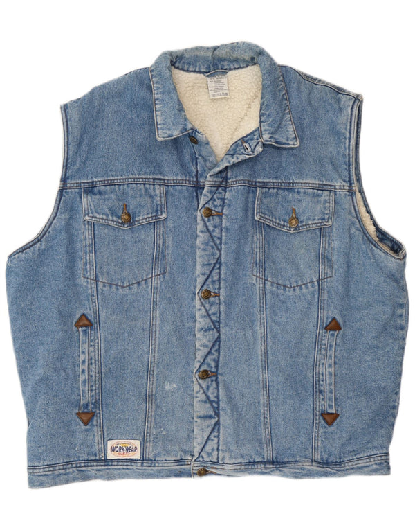Винтажная мужская рабочая одежда из джинсовой ткани шерпа, Великобритания, 46/48, 3XL, синий хлопок