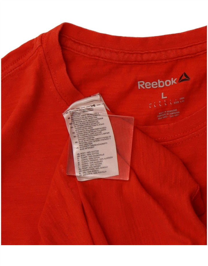 REEBOK Мужская футболка с рисунком, большой оранжевый хлопок