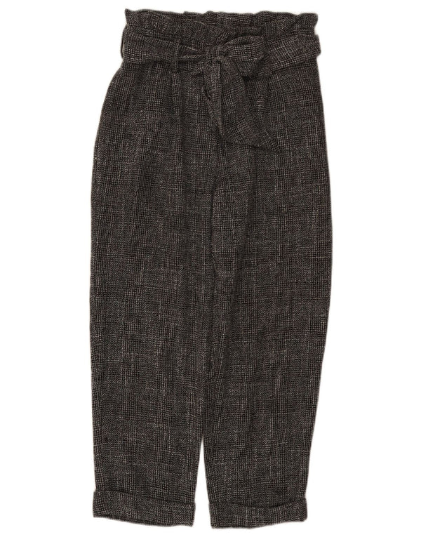 Topshop Женские укороченные брюки с высокой талией UK 6 XS W26 L23 Черные крапинки