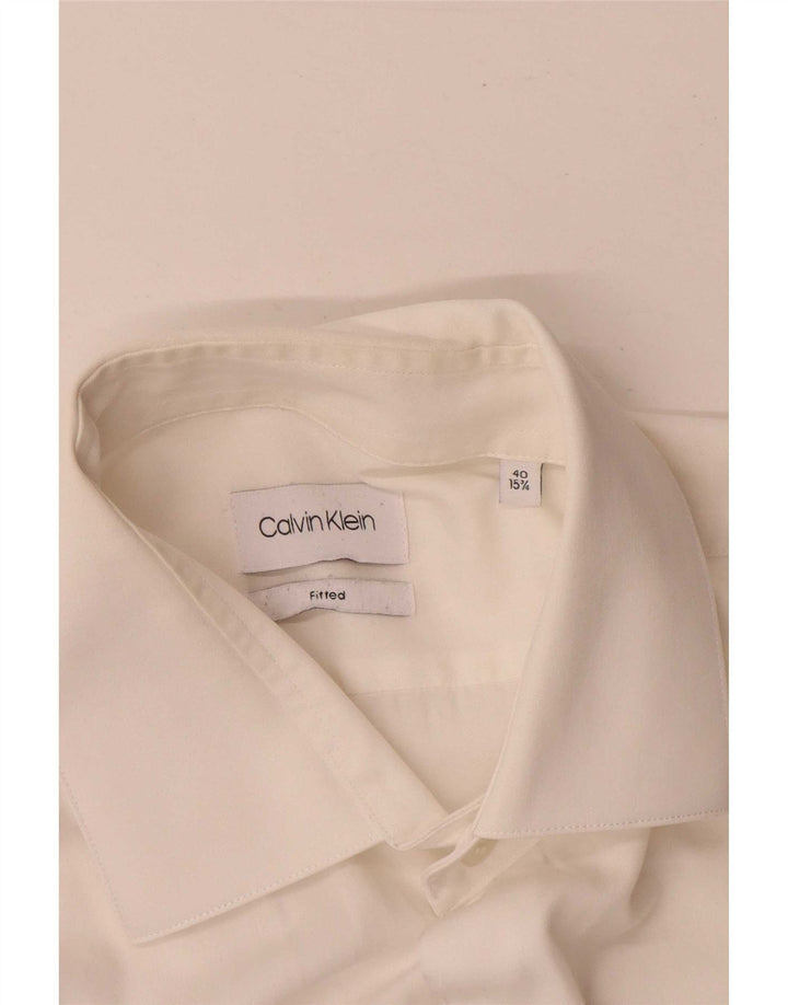 Мужская приталенная рубашка Calvin Klein Jeans, размер 40 15 3/4, средний белый классический