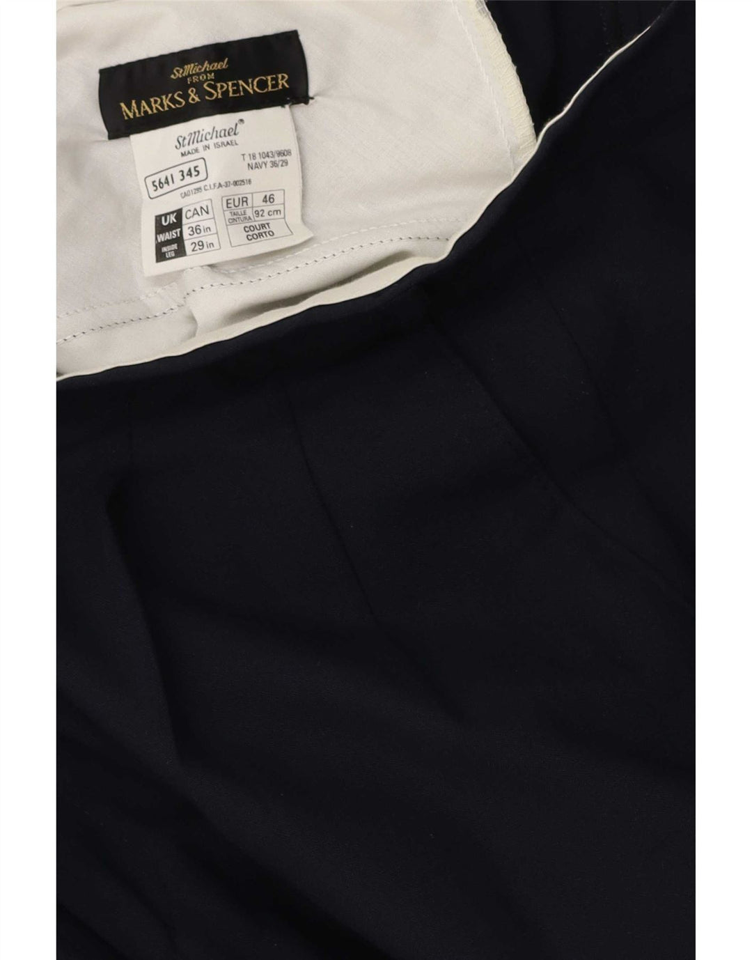 Мужские костюмные брюки Marks & Spencer W36 L29 темно-синие из полиэстера