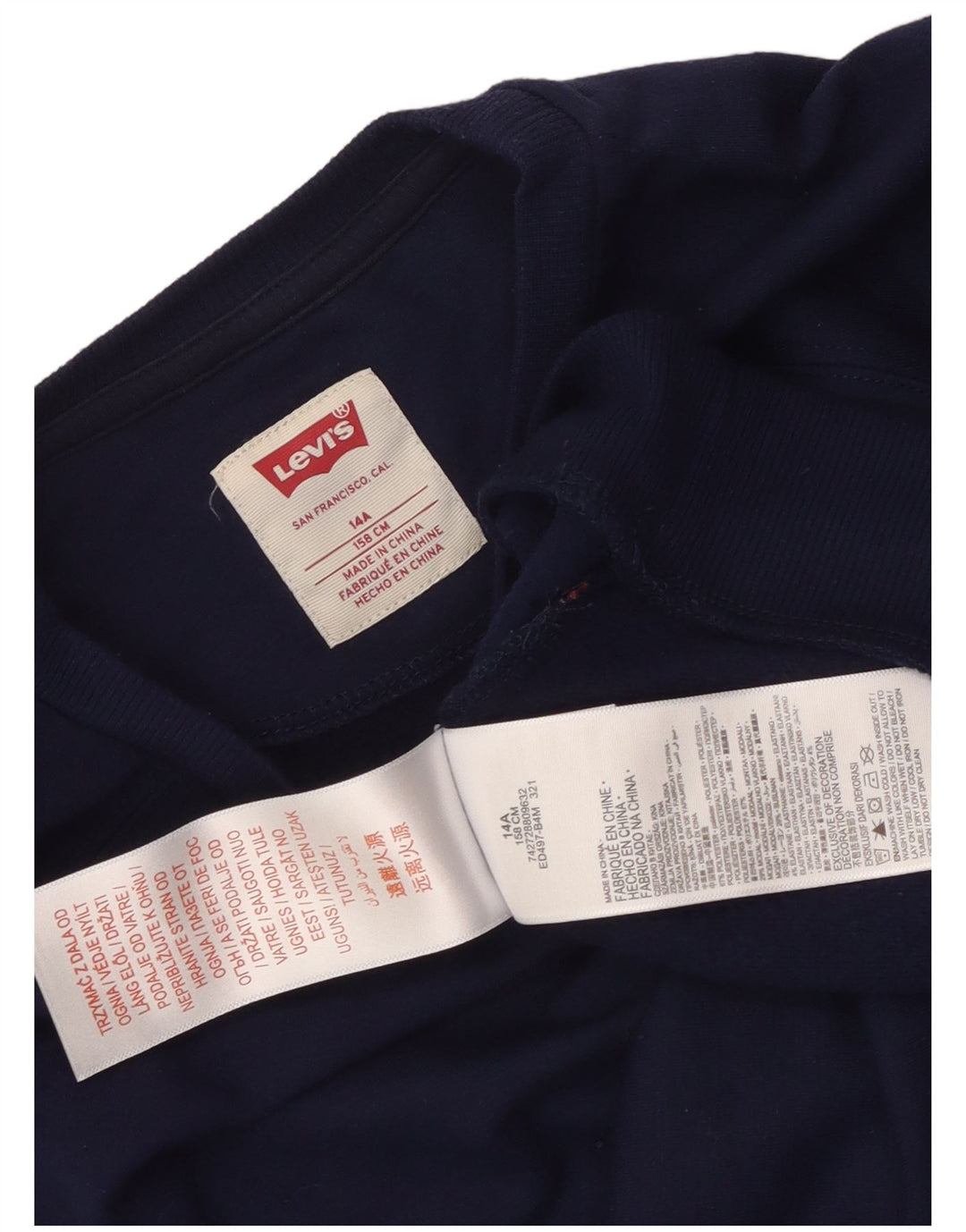 Укороченный свитшот Levi's для девочек 13-14 лет, темно-синий, полиэстер