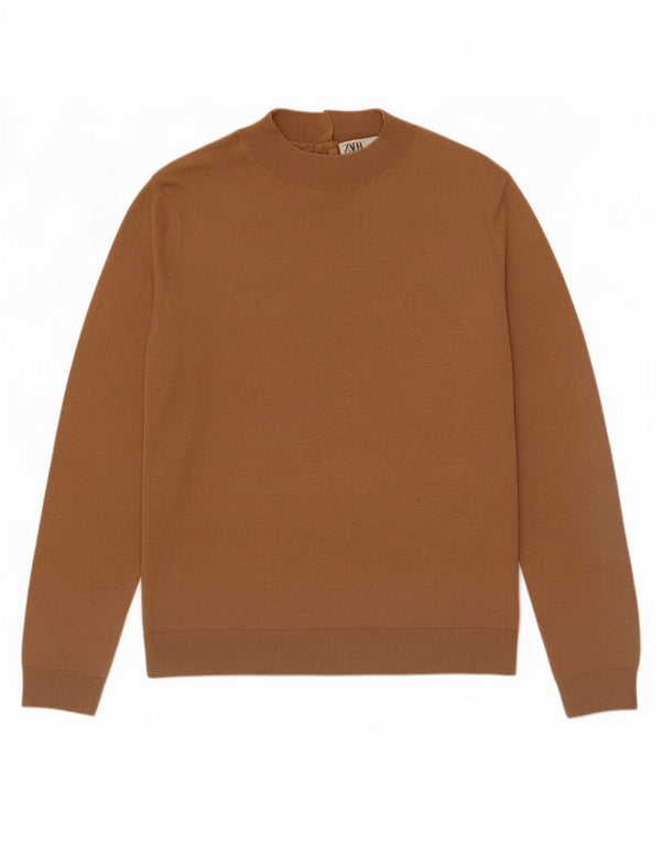 Женский джемпер с высоким воротником Zara UK 10, маленький коричневый модальный свитер