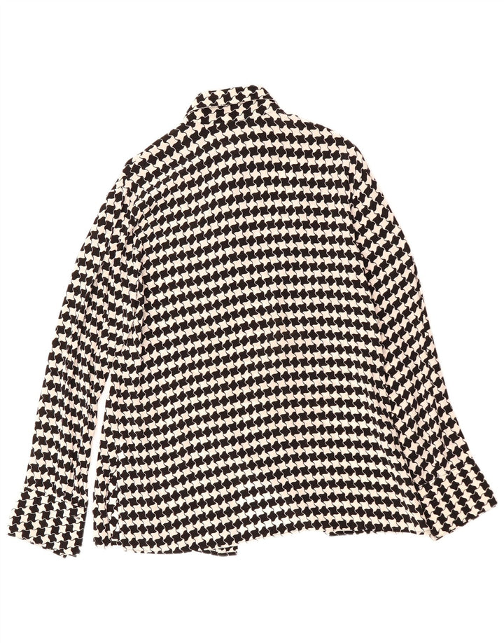 Женская рубашка-блузка VINTAGE IT 46, большая черная, вискоза с узором "гусиные лапки"