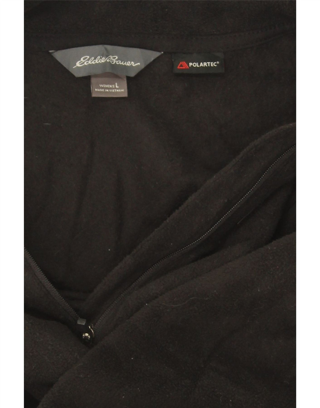 EDDIE BAUER Womens Zip Neck Fleece Jumper UK 16 Large Black Polyester Vintage Eddie Bauer and Second-Hand Eddie Bauer from Messina Hembry 